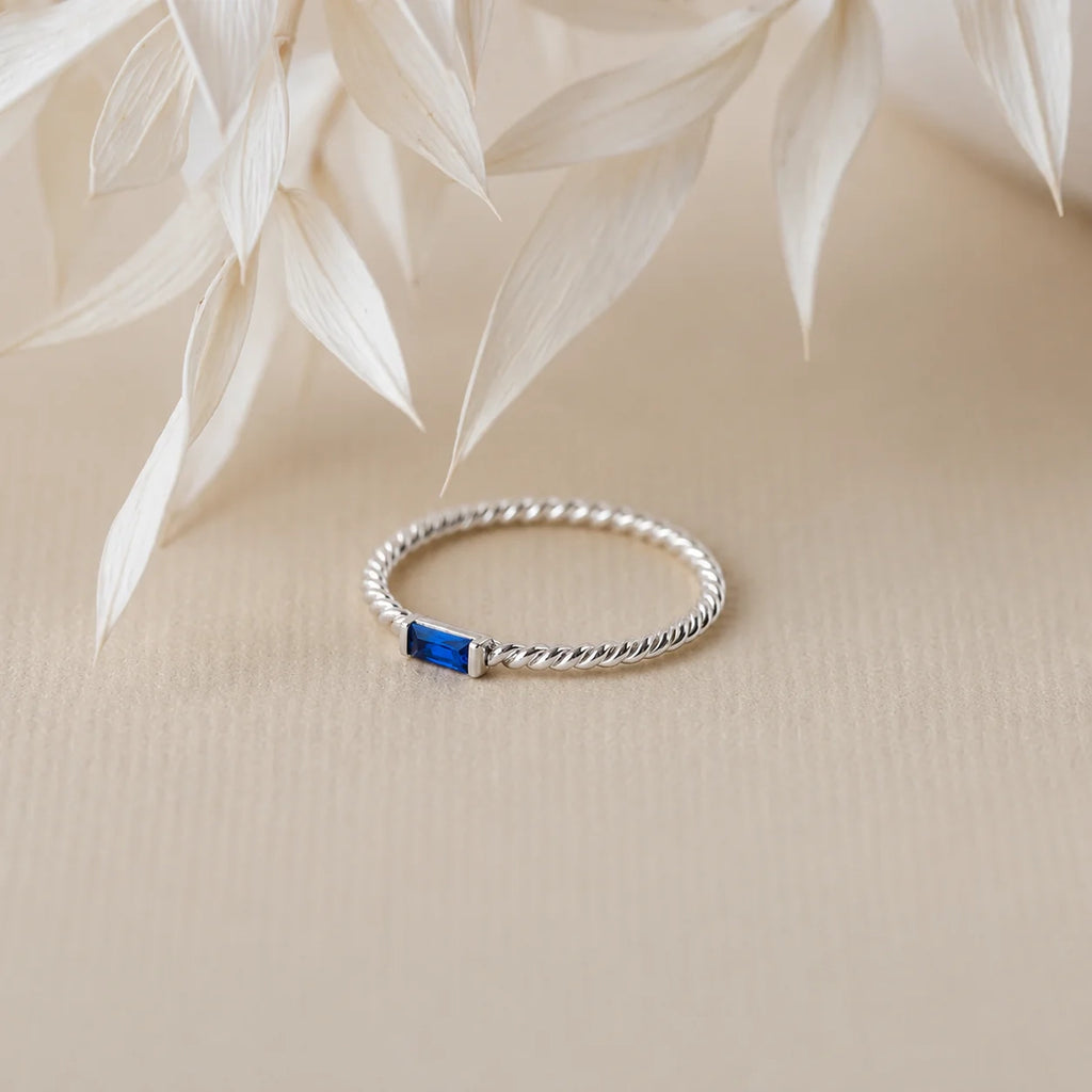 Twist Baguette Birthstone Ring