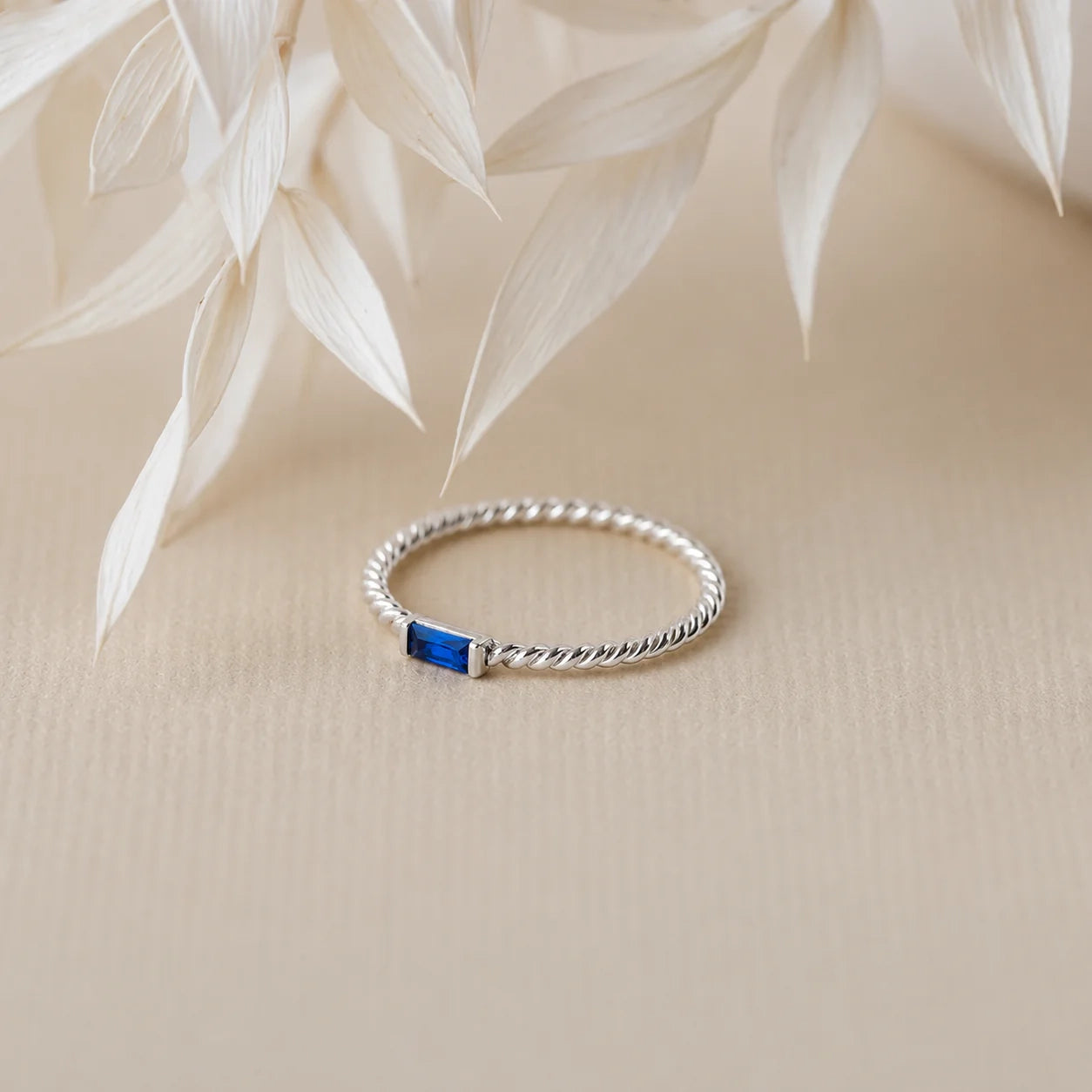 Twist Baguette Birthstone Ring