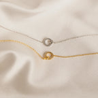 Pavé Circle Interlocking Necklace Silver 18K Gold Plated