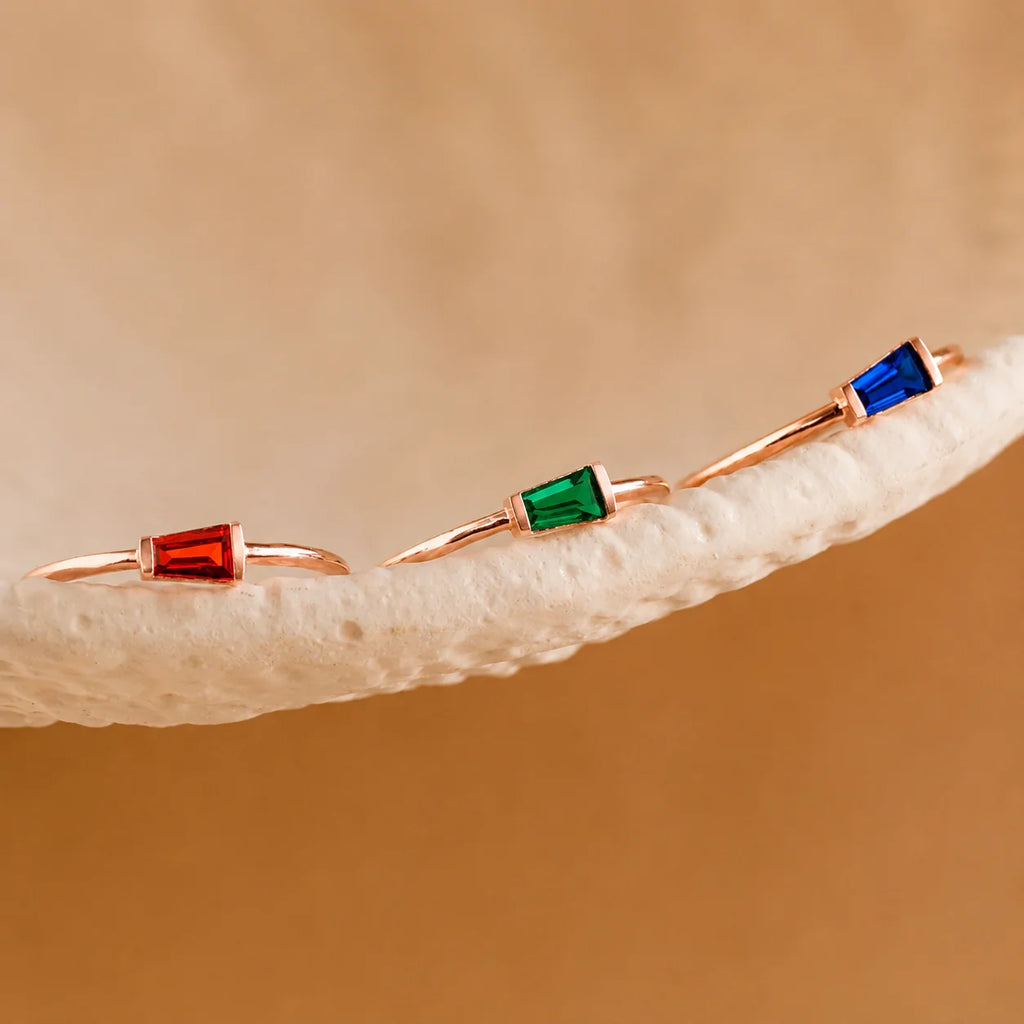 Irregular Baguette Birthstone Ring