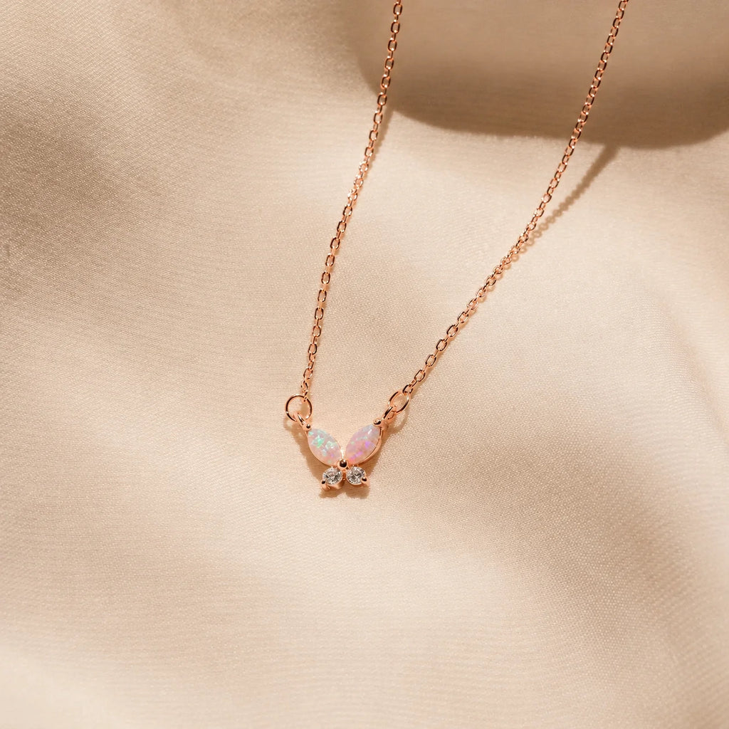 Pink Opal Butterfly Necklace