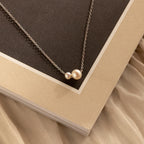 Dainty Duo Pearl Necklace Silver 18K Gold Plated