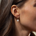 Pearl Diamond Drop Earrings Silver 18K Gold Plated