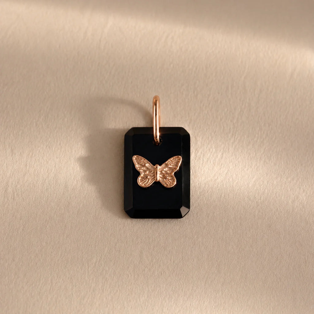 Midnight Onyx Butterfly Charm