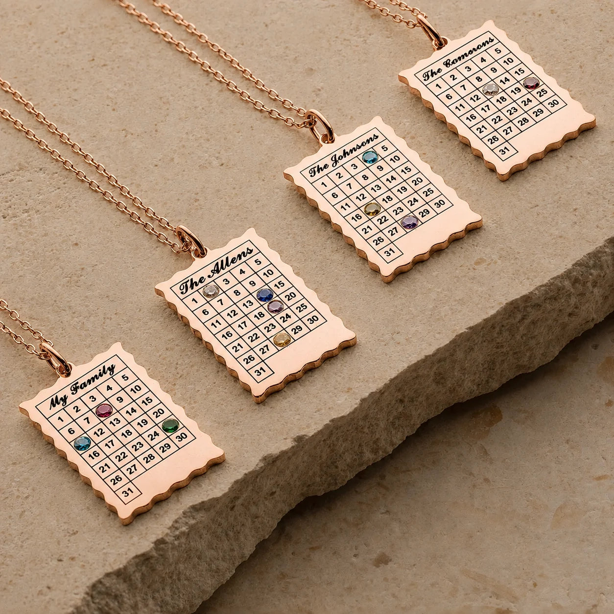 Calendar Birthstone Charm Necklace
