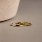Birthstone Tennis Ring Set Silver 18K Gold Plated