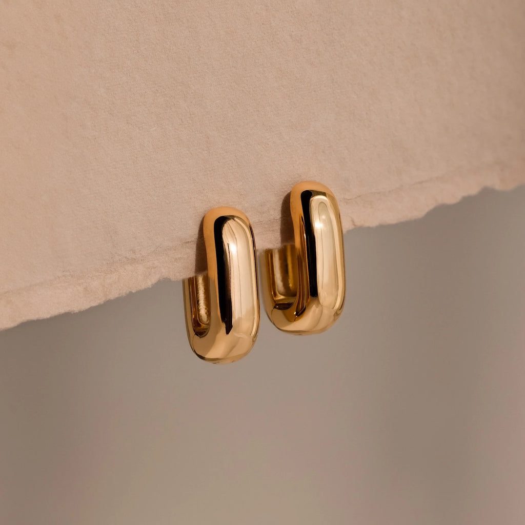 Bold Link Hoops  Silver 18K Gold Plated