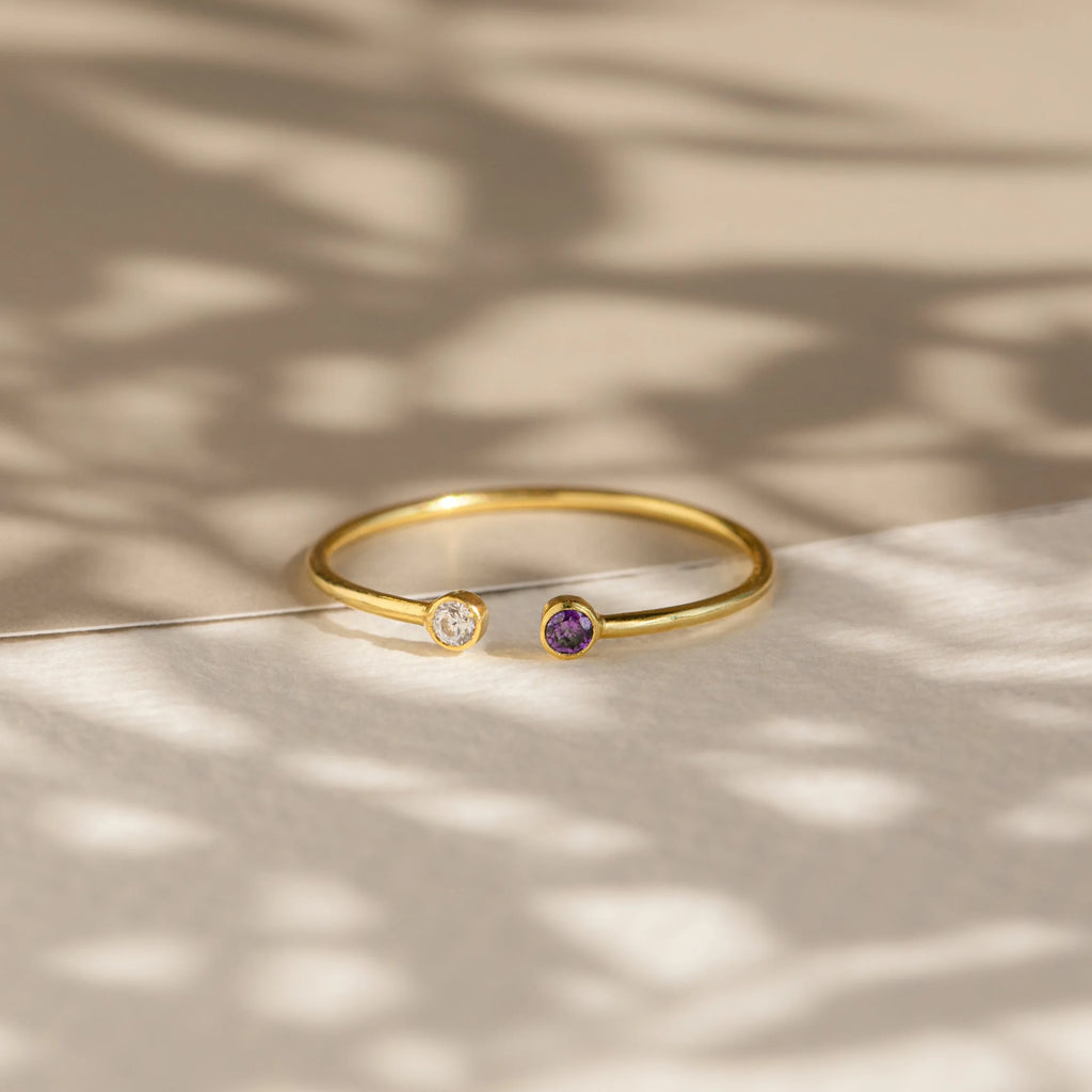 Tiny Dual Birthstone Ring