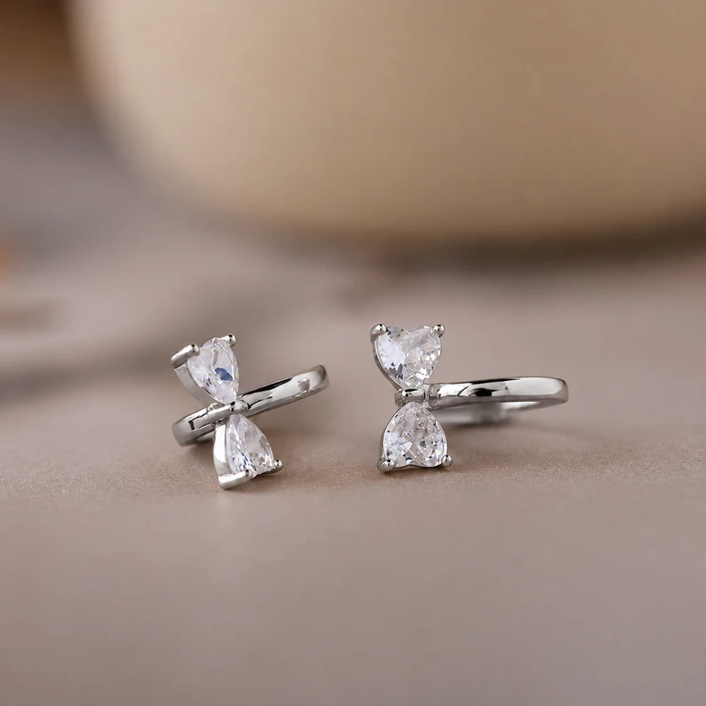 Diamond Bow Hug Earrings