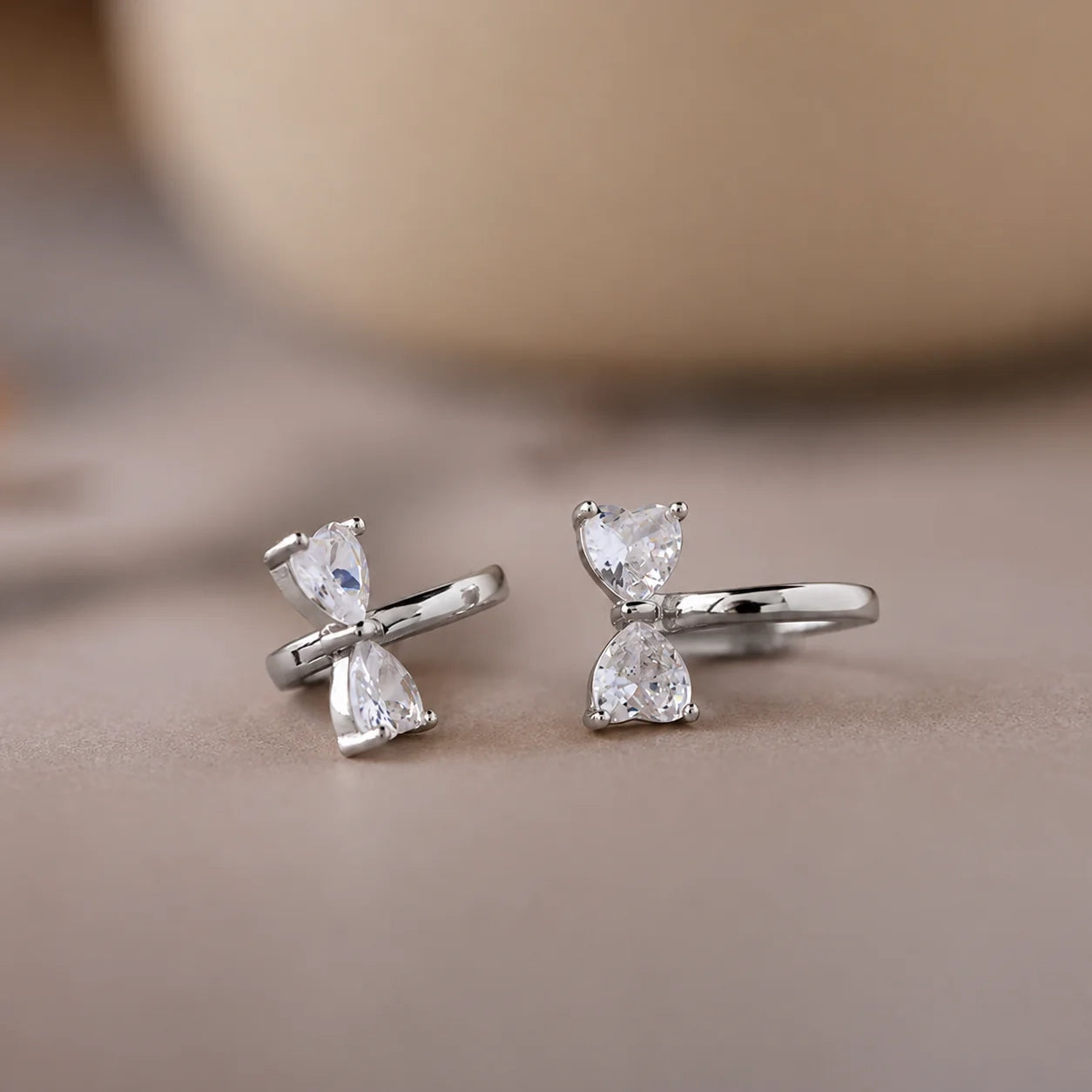 Diamond Bow Hug Earrings