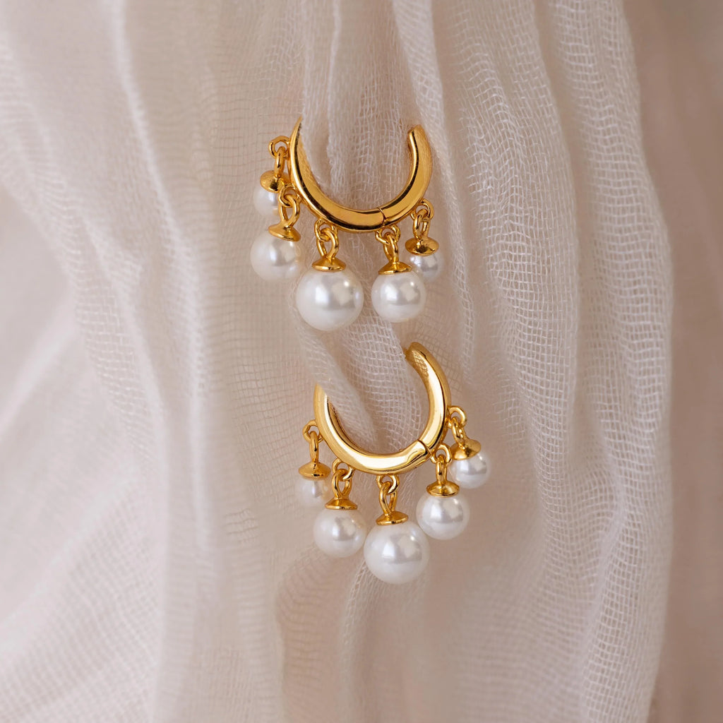 Pearl Chandelier Huggies