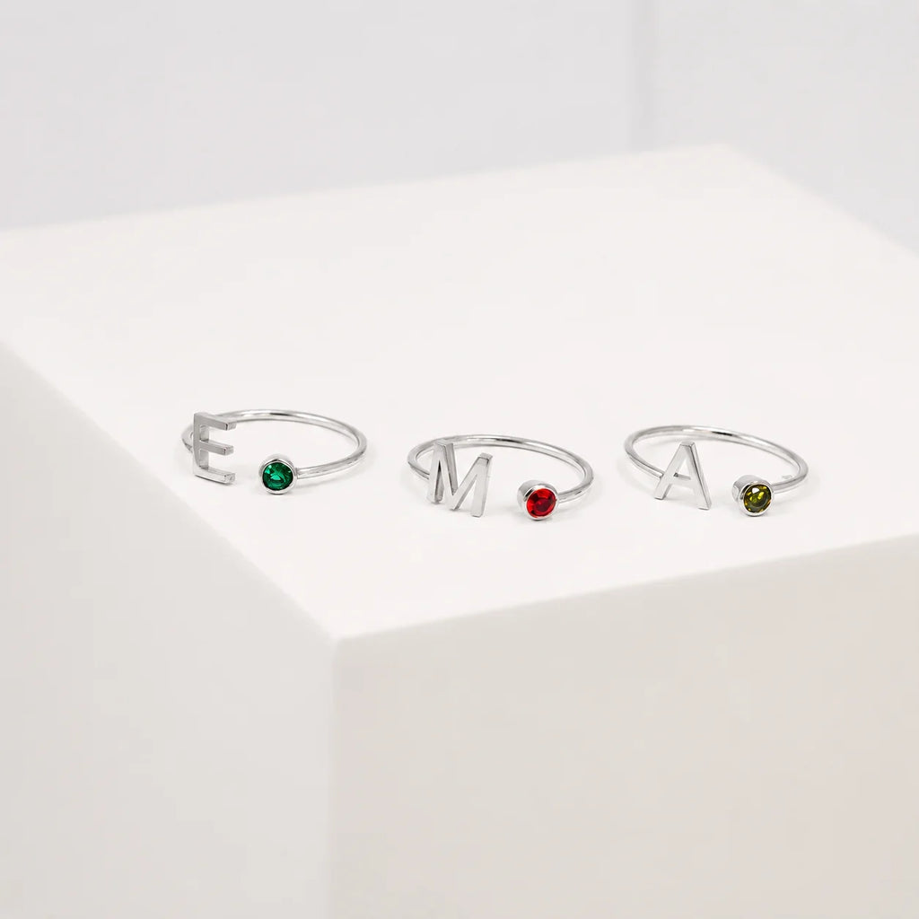 Alex Initial Birthstone Ring