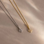 Diamond Rounded Pearl Flower Necklace Silver 18K Gold Plated