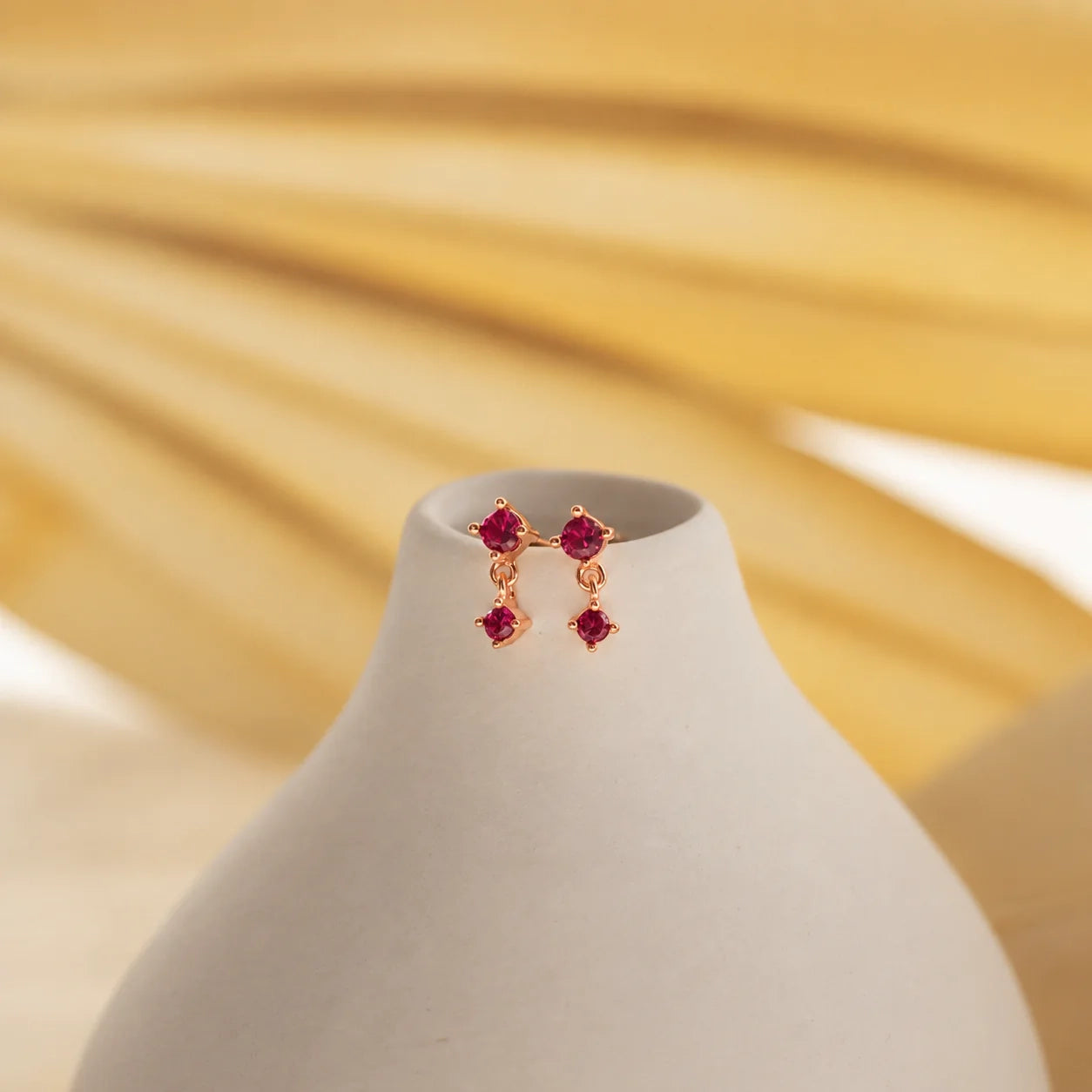 Ruby Birthstone Drop Studs