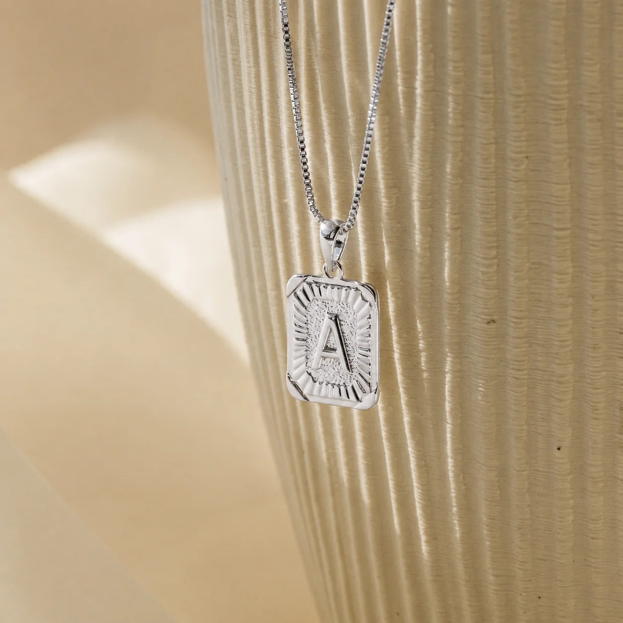 Personalized Initial Rectangle Pendant Necklace