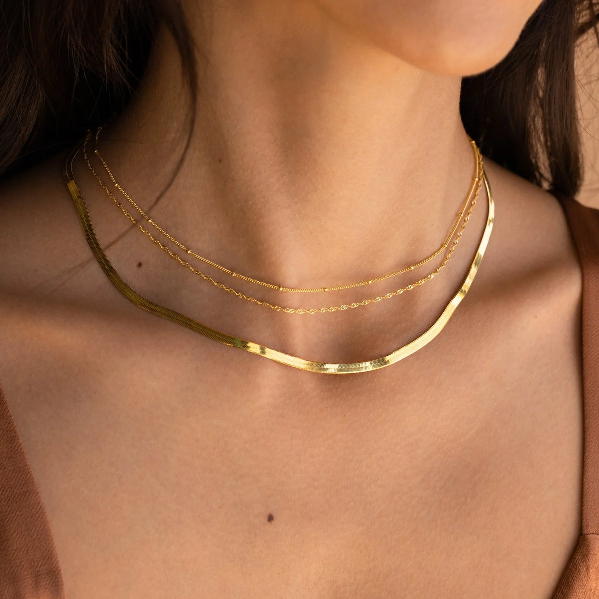 Essential Necklace Chains Silver 18K Gold Plated