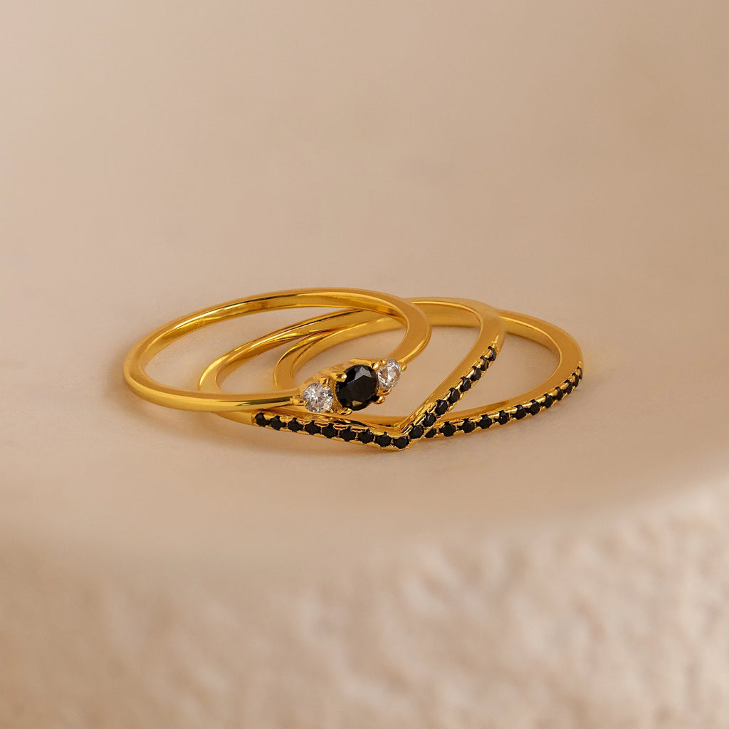 Set of 3 Black Diamond Rings Collection
