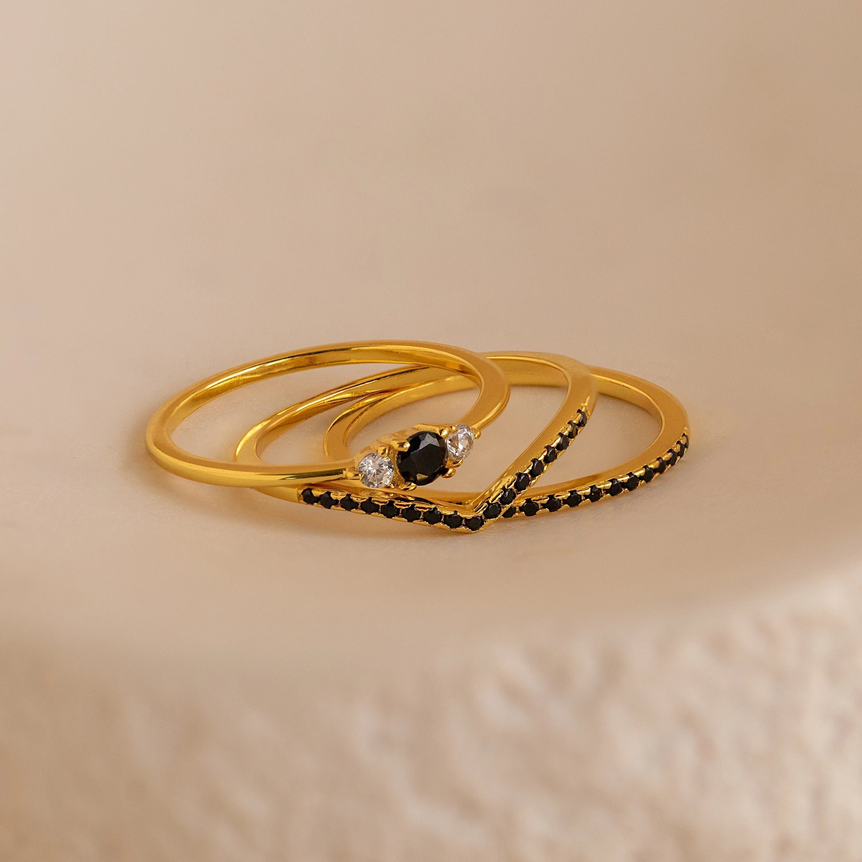 Set of 3 Black Diamond Rings Collection