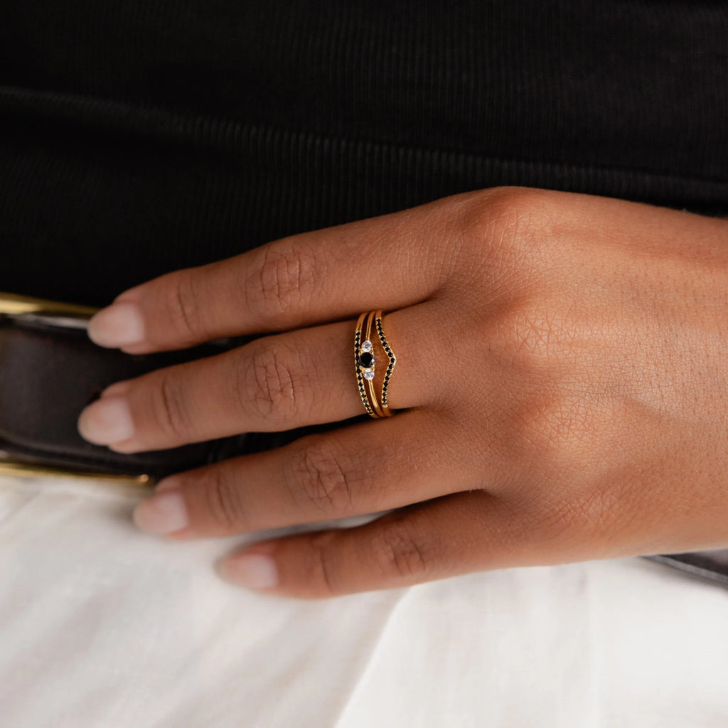Set of 3 Black Diamond Rings Collection