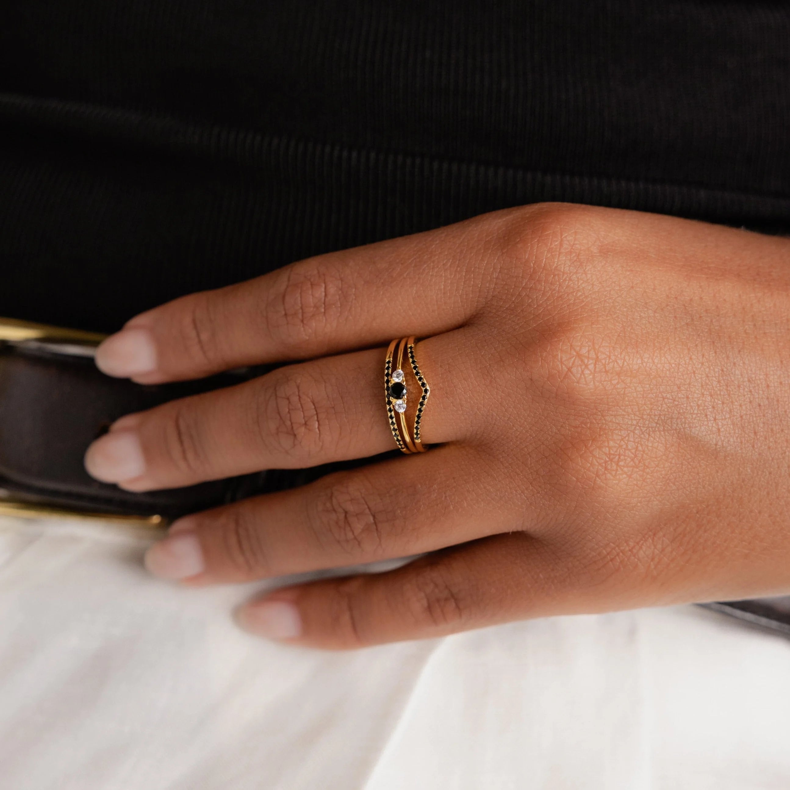 Set of 3 Black Diamond Rings Collection