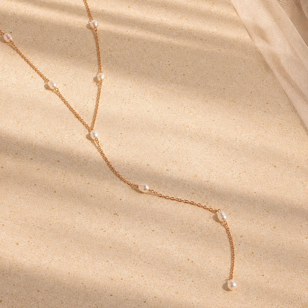 Pearl Station Lariat Necklace