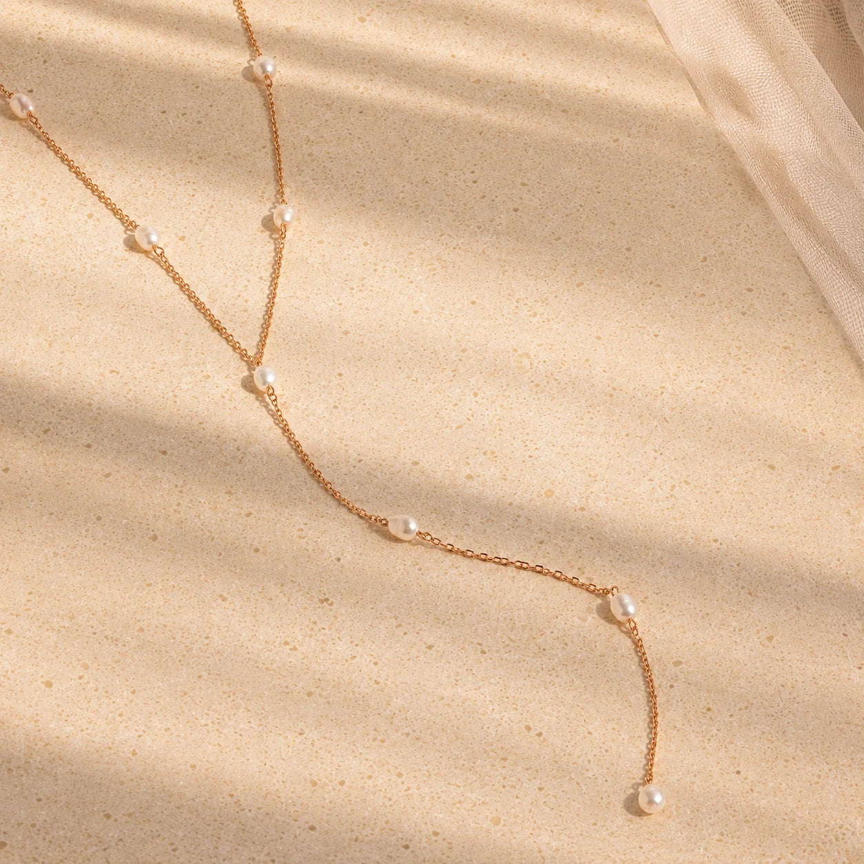 Pearl Station Lariat Necklace