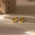 Bubble Initial Flatback Studs Silver 18K Gold Plated