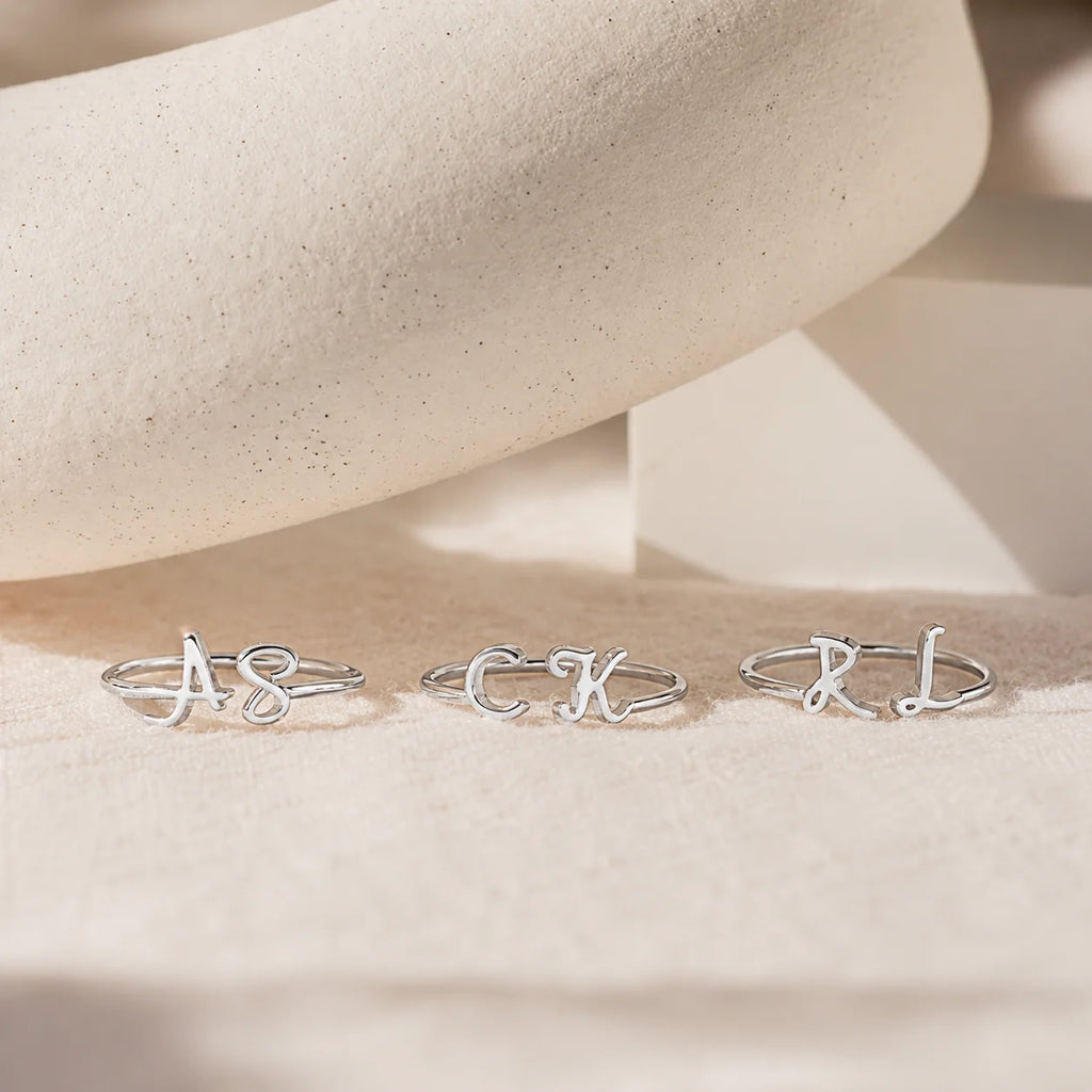 Dainty Duo Initial Ring