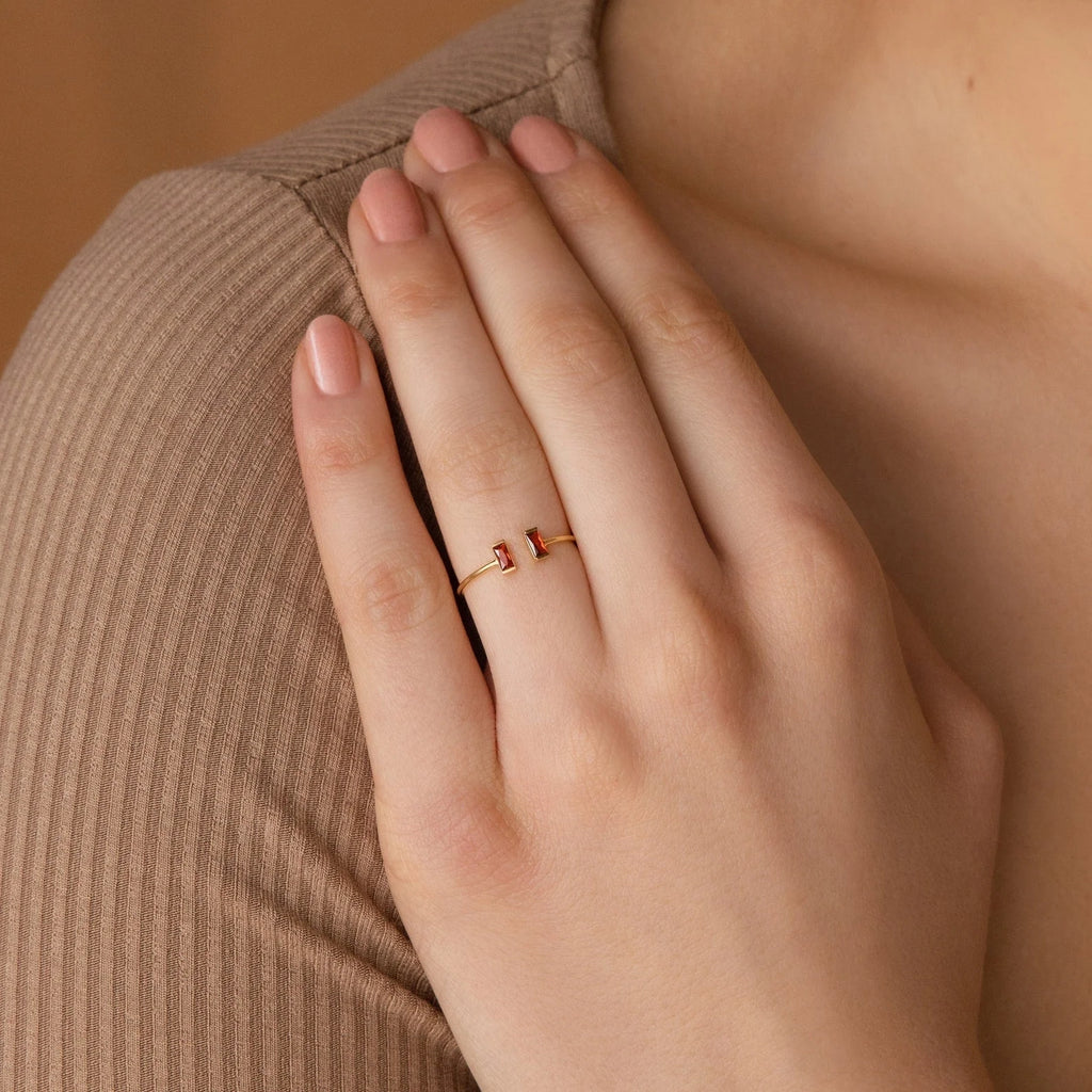 Custom Duo Vertical Baguette Birthstone Ring