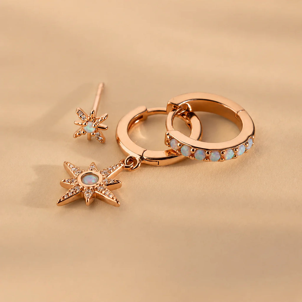 Opal Starburst Earrings Set