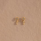 Birth Flower Stud Earrings Silver 18K Gold Plated