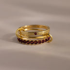 Birthstone Triple Eternity Band Ring Set Silver 18K Gold Plated