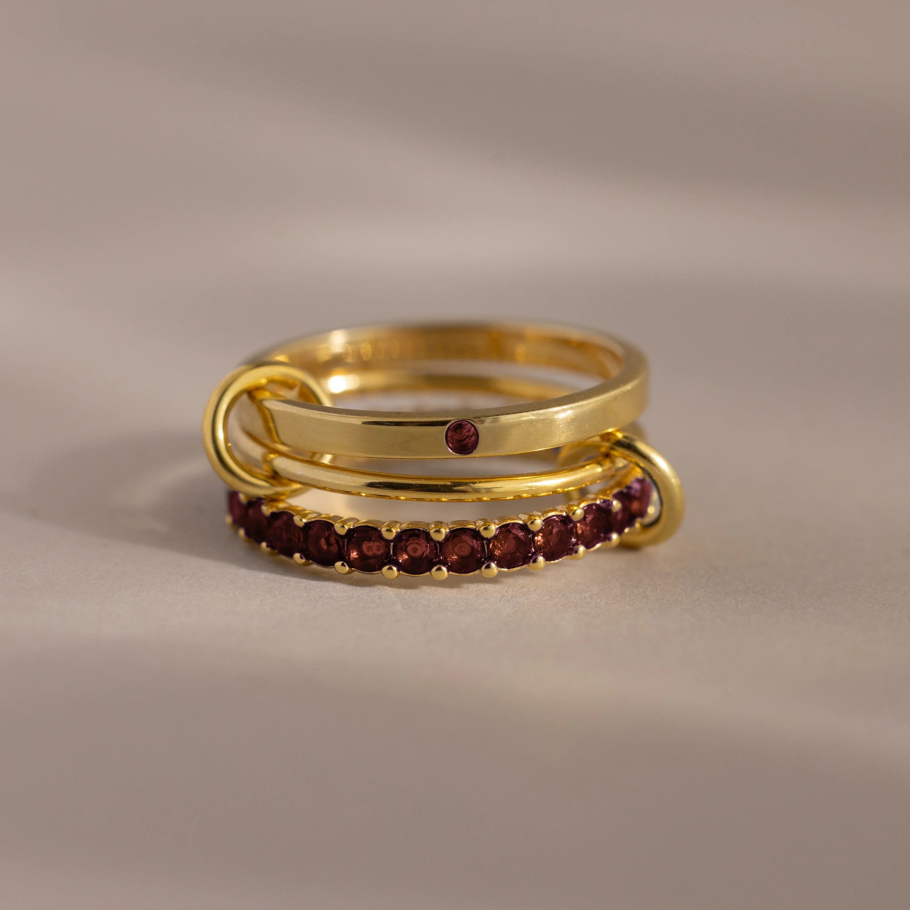 Birthstone Triple Eternity Band Ring Set Silver 18K Gold Plated