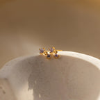 Birthstone Drop Studs  Silver 18K Gold Plated