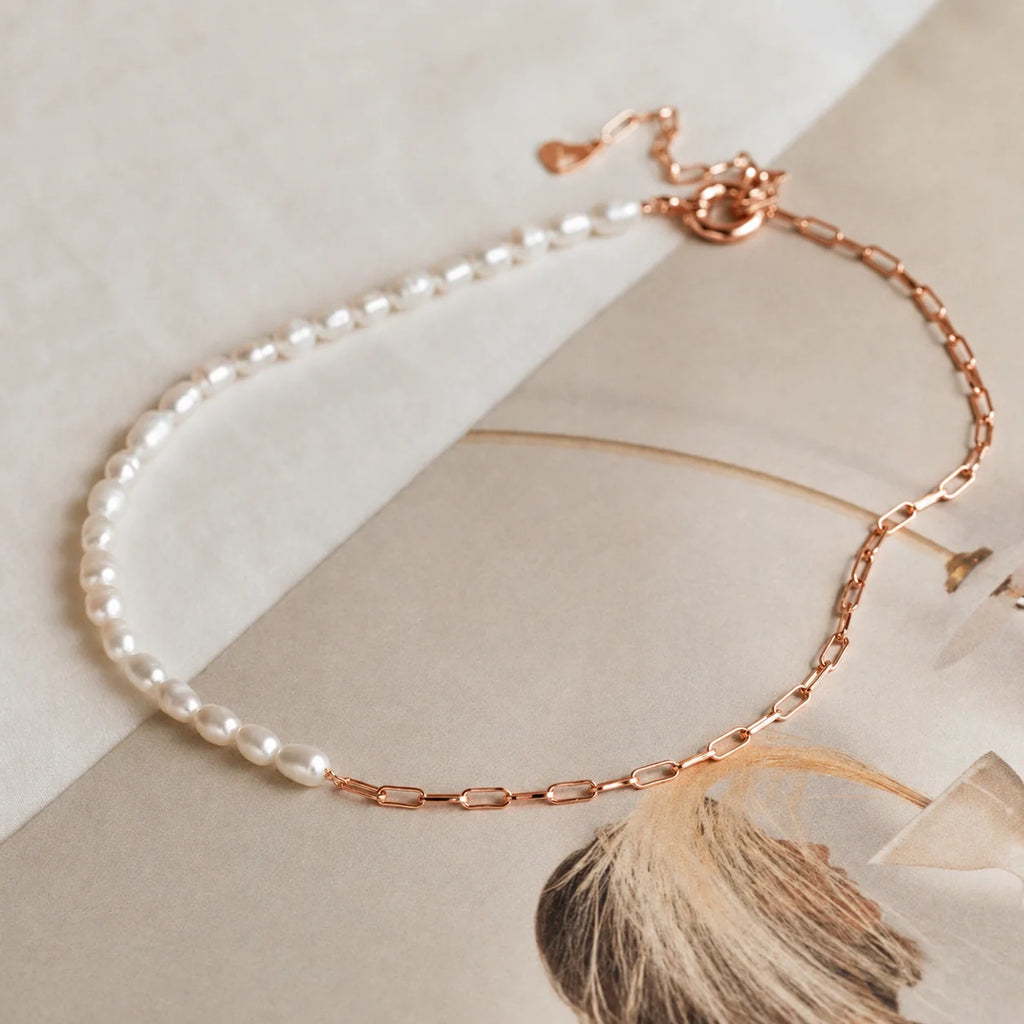 Pearl & Paperclip Chain Necklace