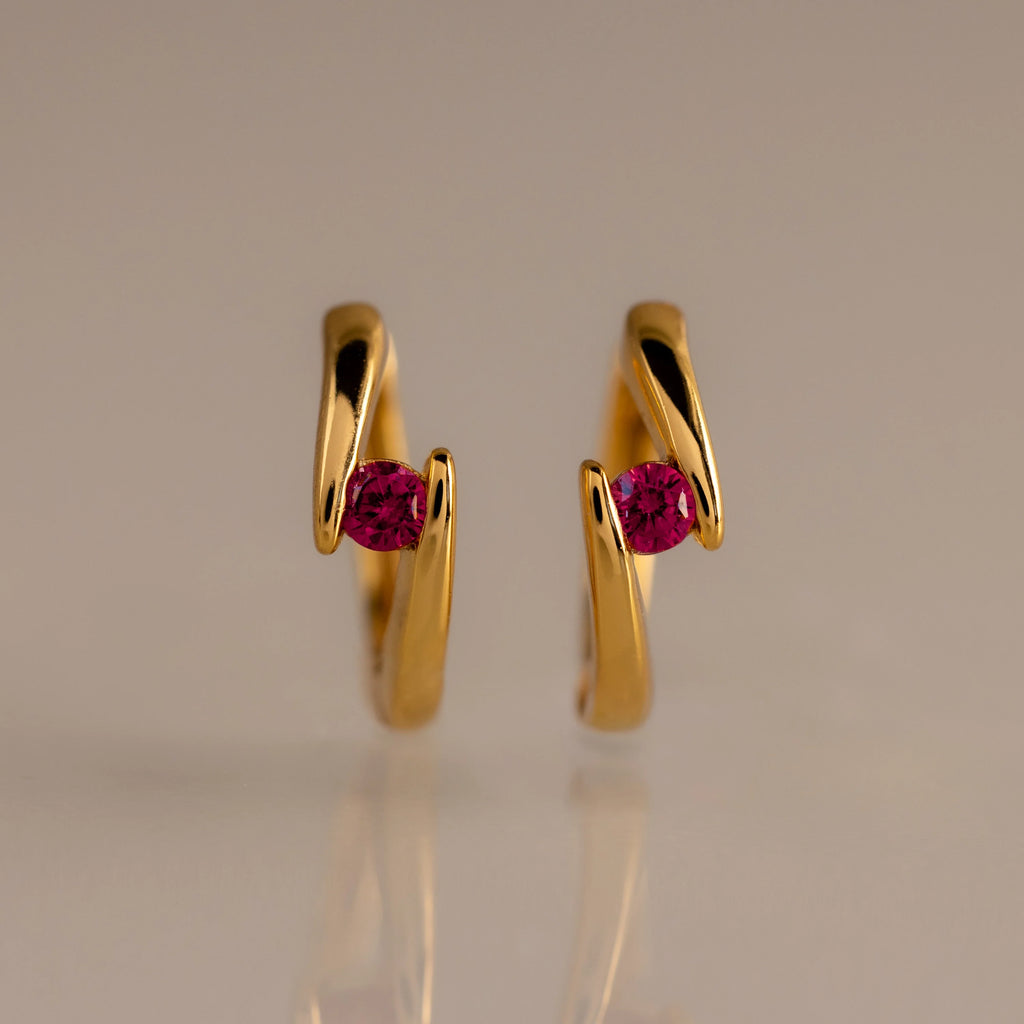 Floating Birthstone Huggies Silver 18K Gold Plated