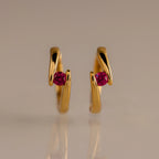 Floating Birthstone Huggies Silver 18K Gold Plated