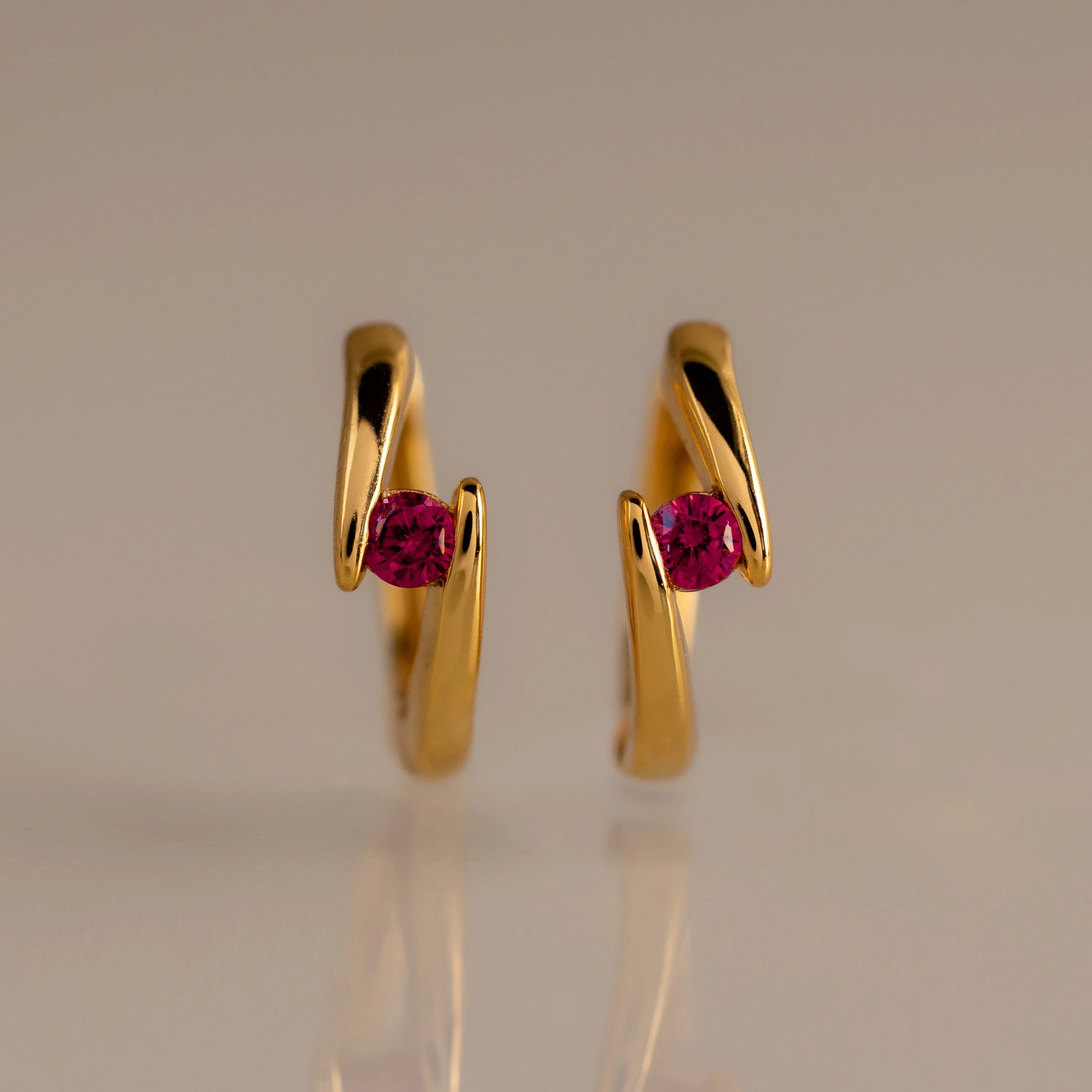 Floating Birthstone Huggies Silver 18K Gold Plated
