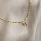 Dainty Pave Letter Necklace Silver 18K Gold Plated
