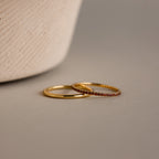 Birthstone Tennis Ring Set Silver 18K Gold Plated