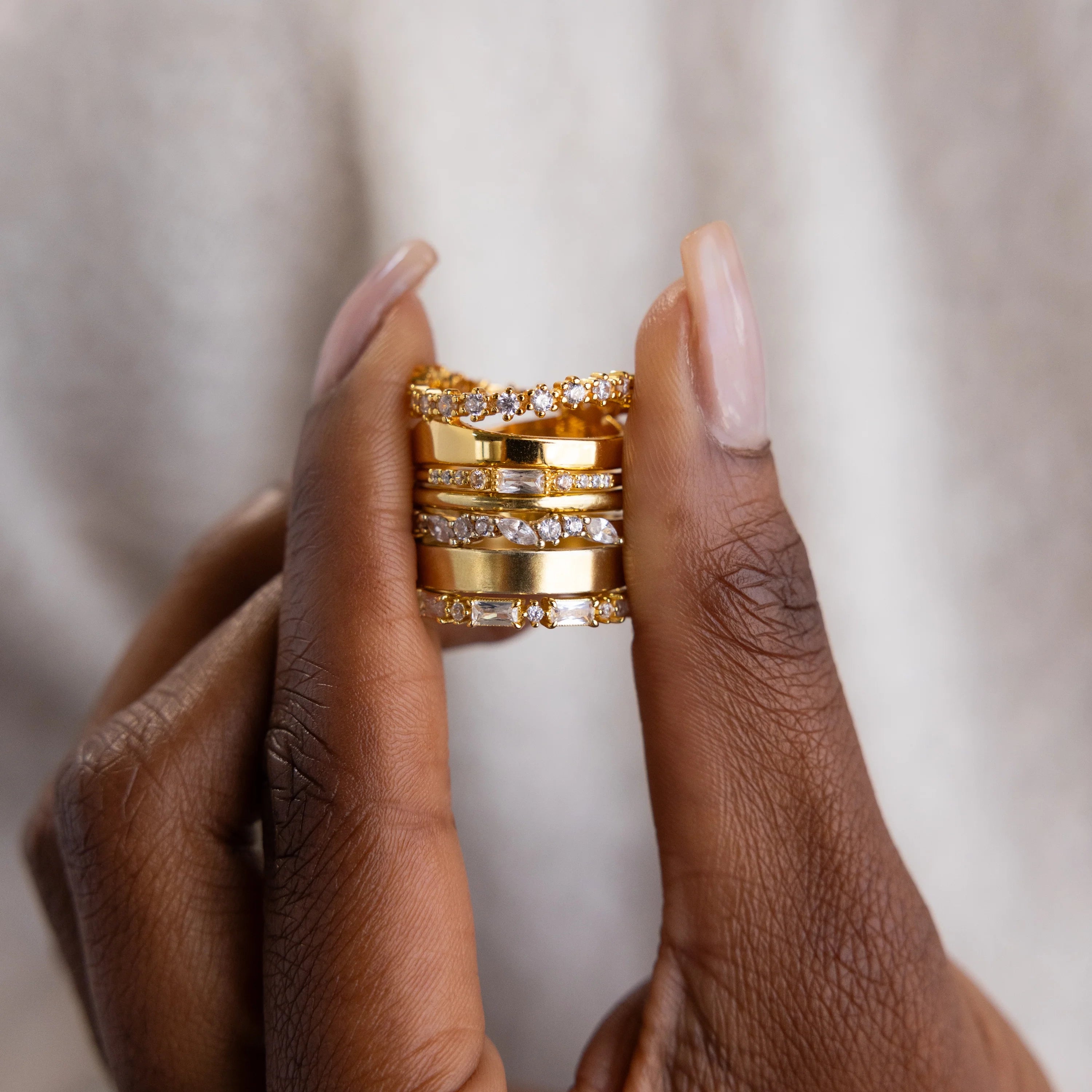 Dainty Baguette Birthstone Ring Silver 18K Gold Plated