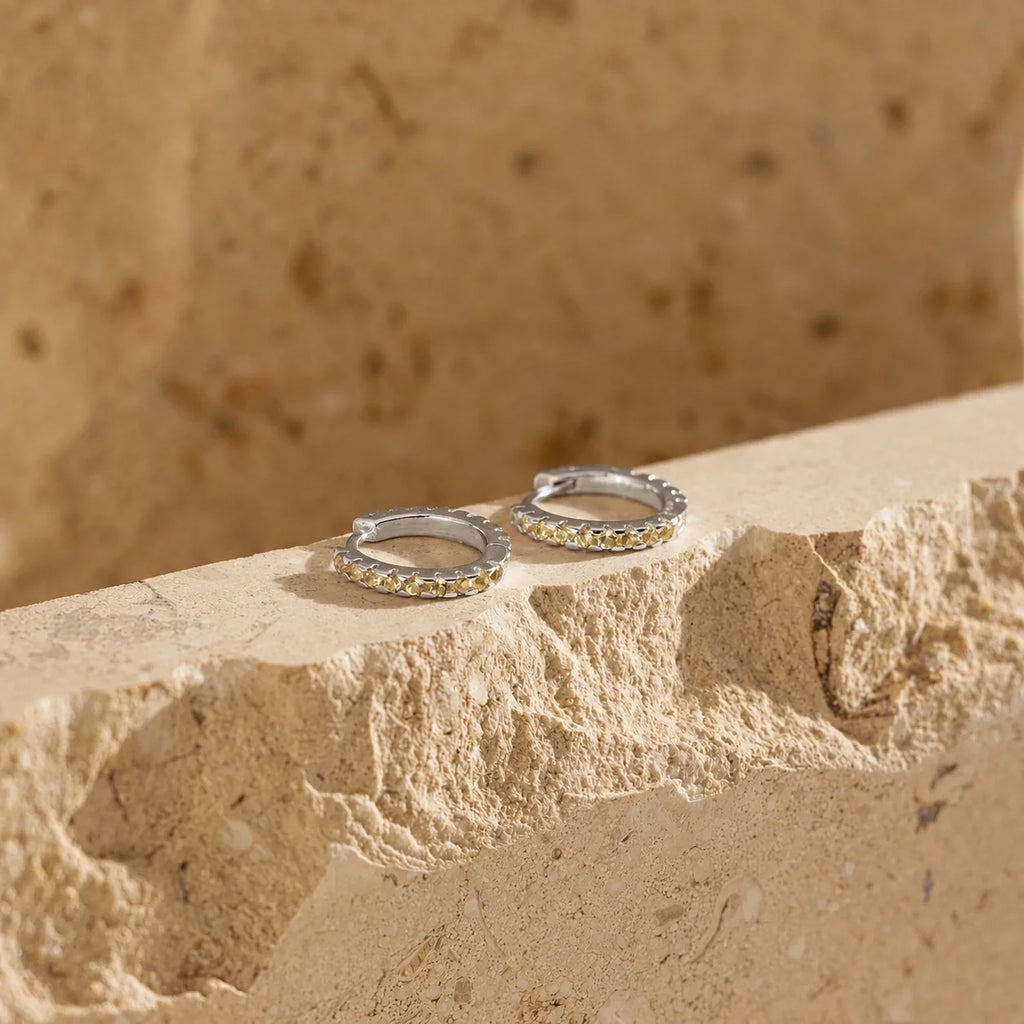 Radiate Sunshine with Our Citrine Huggie Earrings
