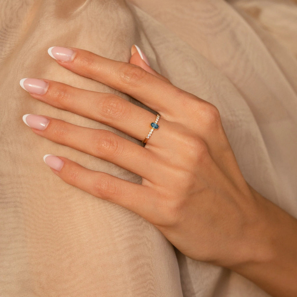 Eternal Elegance: The Pave Oval Birthstone Ring