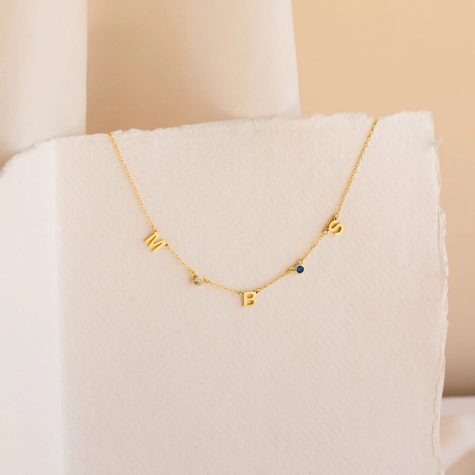 Personalized Birthstone Letter Necklace