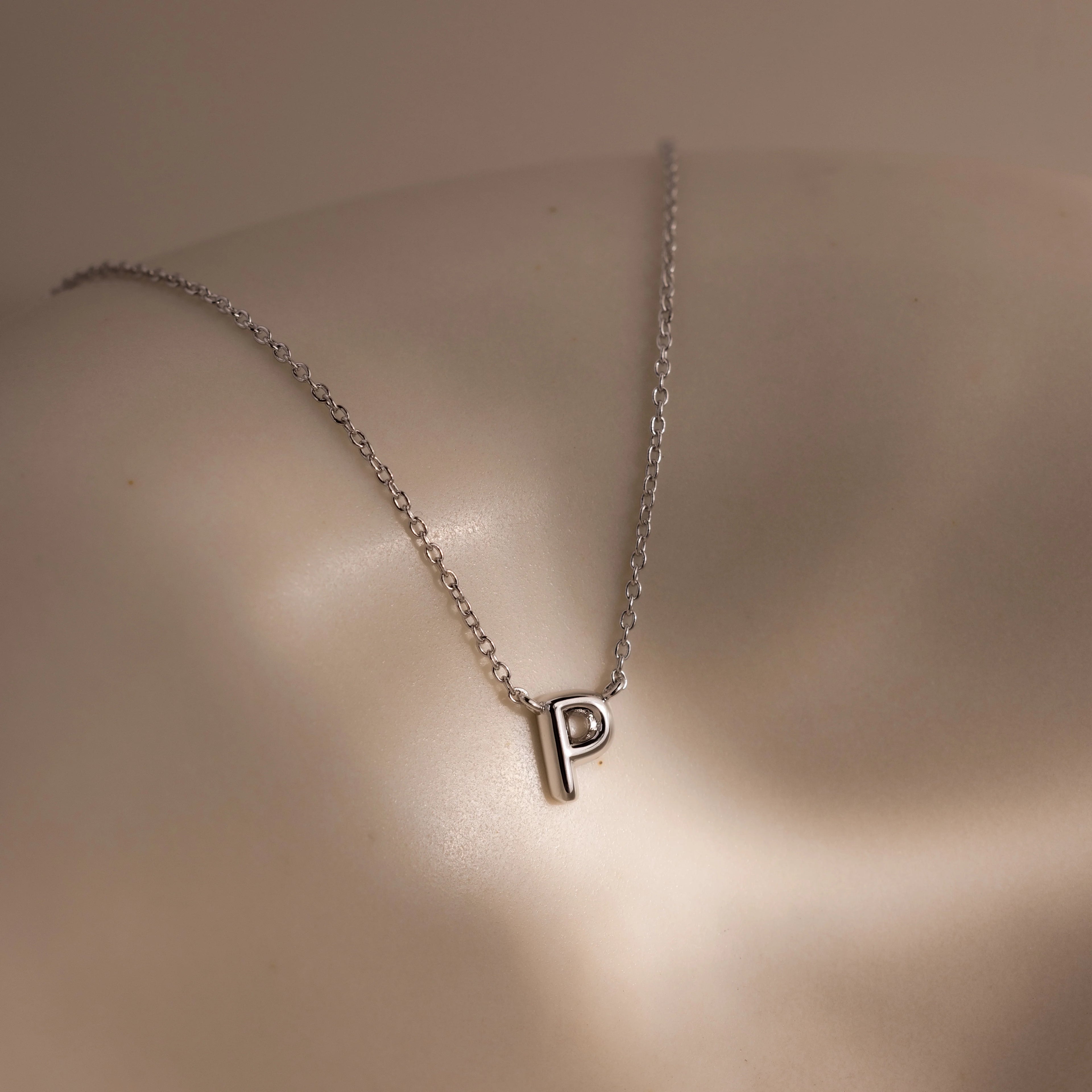 Dainty Bubble Letter Necklace Silver 18K Gold Plated
