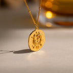 Zodiac Coin Necklace Silver 18K Gold Plated
