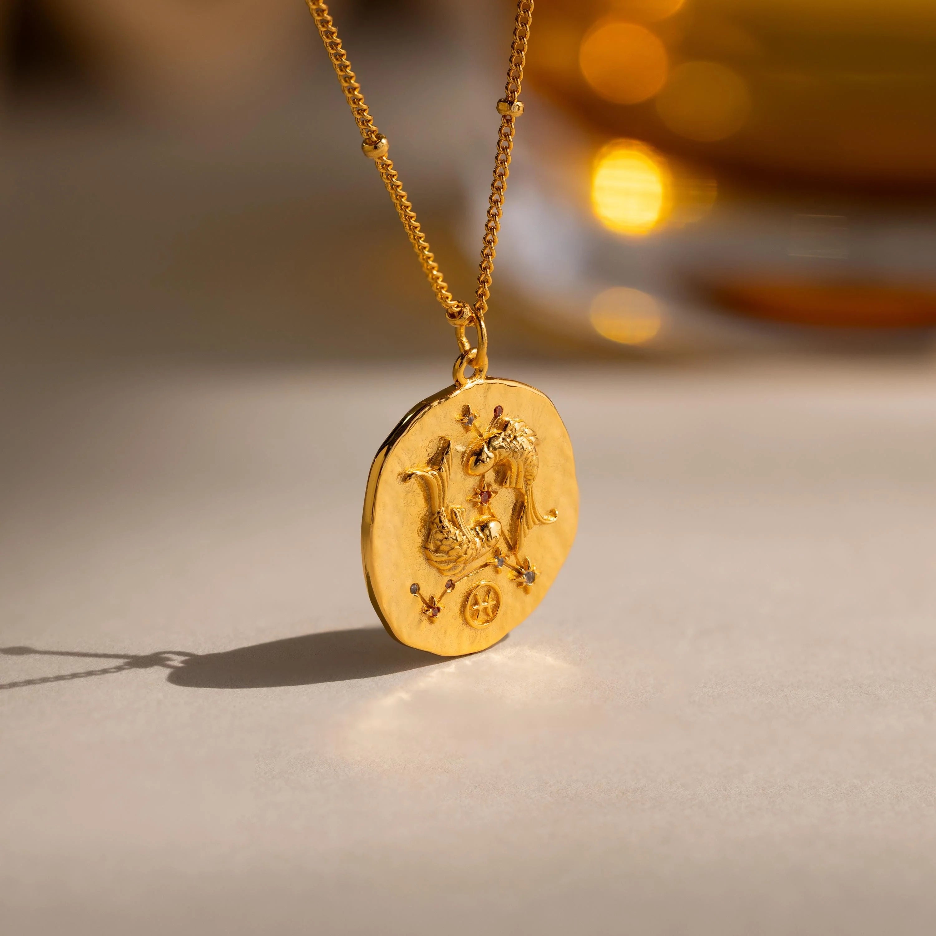 Zodiac Coin Necklace Silver 18K Gold Plated