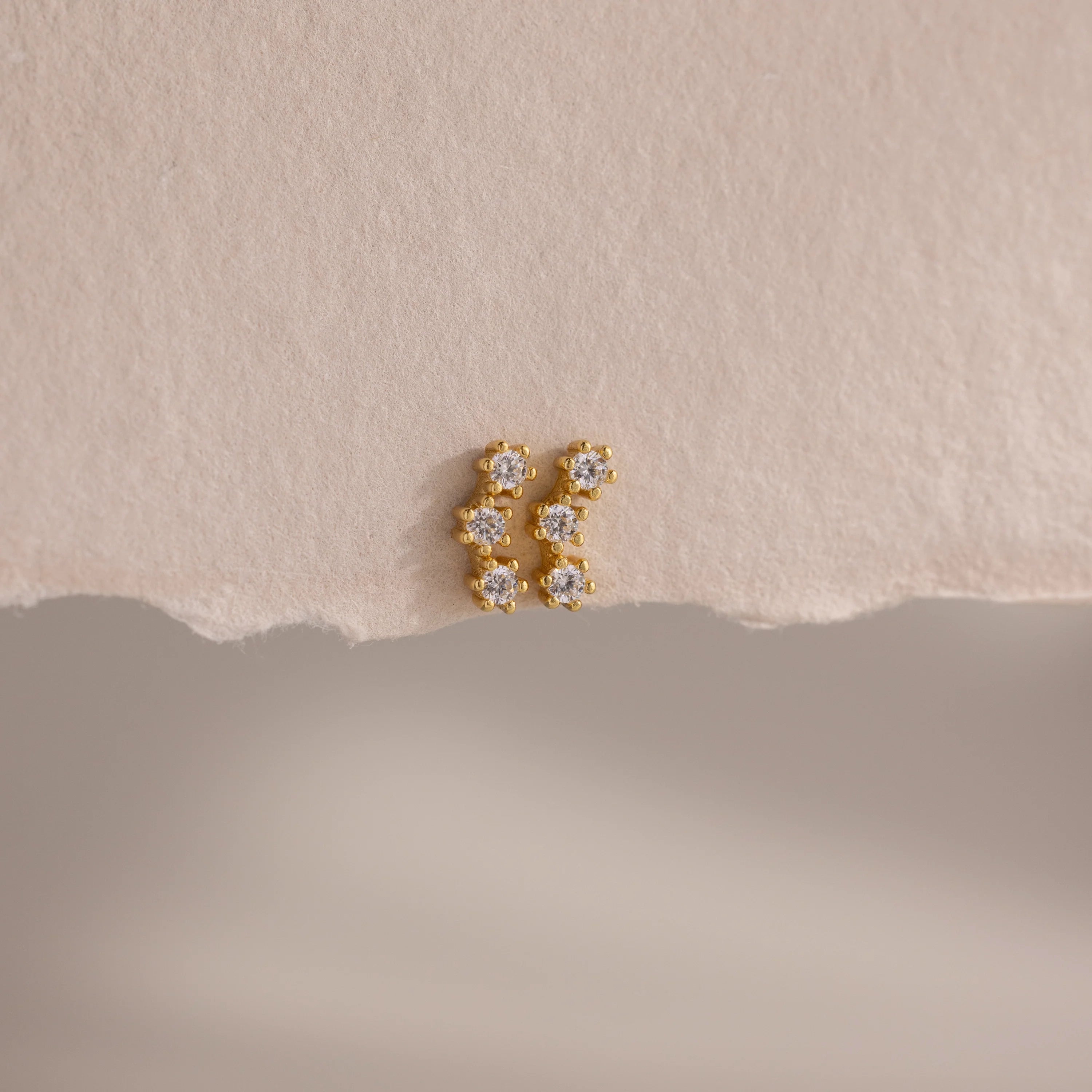 Birthstone Cluster Flatback Studs Silver 18K Gold Plated