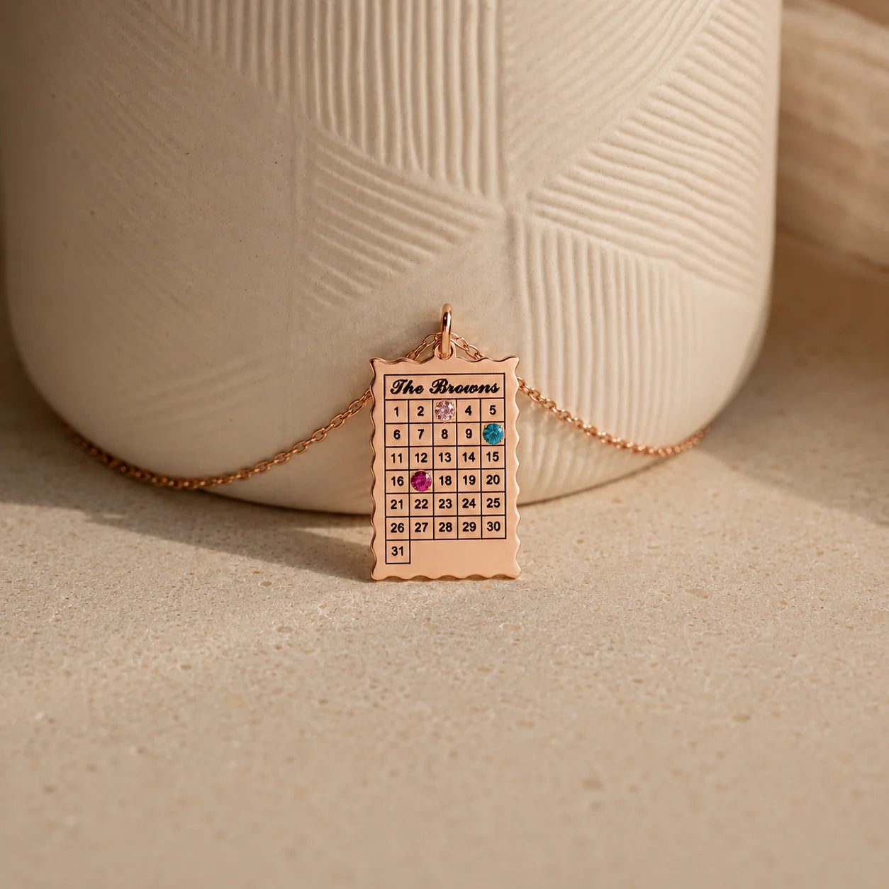Calendar Birthstone Charm Necklace