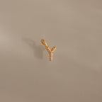 Diamond Pave Bubble Letter Charm Silver 18K Gold Plated